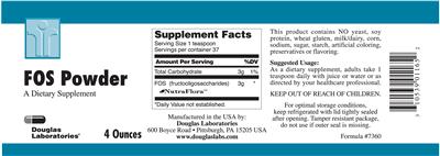 Photo of the Douglas Laboratories FOS Powder label