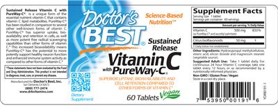 Photo of the Doctor's Best Sustained Release Vitamin C With PureWay-C label