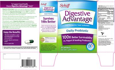 Photo of the Schiff Digestive Advantage Daily Probiotic label