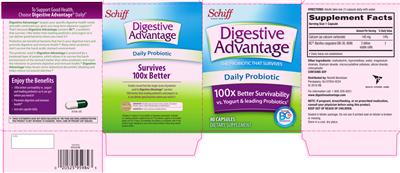 Photo of the Schiff Digestive Advantage Daily Probiotic label