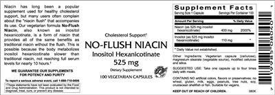 Photo of the VitaCeutical Labs No-Flush Niacin label