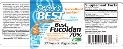 Photo of the Doctor's Best Best Fucoidan 70% 300 mg label