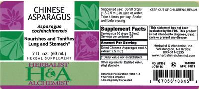 Photo of the Herbalist & Alchemist Chinese Asparagus label