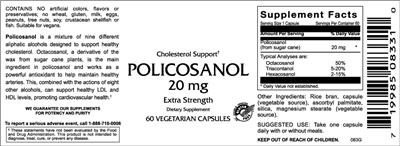 Photo of the VitaCeutical Labs Policosanol 20 mg label