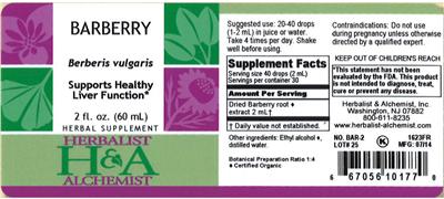 Photo of the Herbalist & Alchemist Barberry label