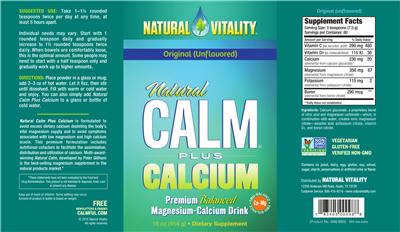 Photo of the Natural Vitality Natural CALM plus Calcium Original (Unflavored) label