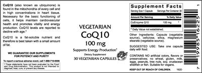 Photo of the VitaCeutical Labs CoQ10 100 mg label
