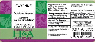 Photo of the Herbalist & Alchemist Cayenne label