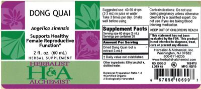 Photo of the Herbalist & Alchemist Dong Quai label