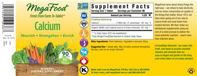 Photo of the MegaFood Calcium label