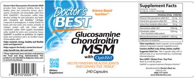 Photo of the Doctor's Best Glucosamine Chondroitin MSM label