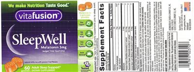 Photo of the vitafusion SleepWell Melatonin 3 mg label