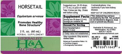 Photo of the Herbalist & Alchemist Horsetail label