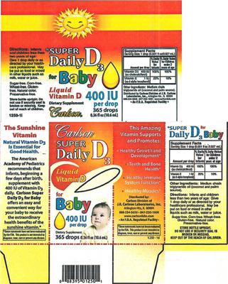 Photo of the Carlson Laboratories Super Daily D3 For Baby label