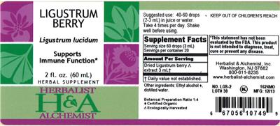 Photo of the Herbalist & Alchemist Ligustrum Berry label