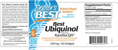 Photo of the Doctor's Best Best Ubiquinol Featuring Kaneka QH 200 mg label