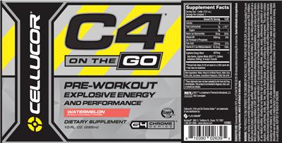 Photo of the Cellucor C4 On The Go Watermelon label