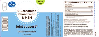 Photo of the Kroger Glucosamine Chondroitin & MSM label