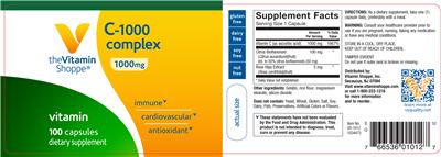 Photo of the The Vitamin Shoppe C-1000 Complex 1000 mg label