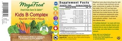 Photo of the MegaFood Kids B Complex label
