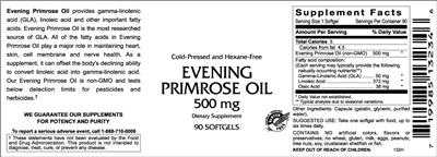 Photo of the VitaCeutical Labs Evening Primrose Oil 500 mg label