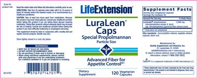 Photo of the Life Extension LuraLean Caps label