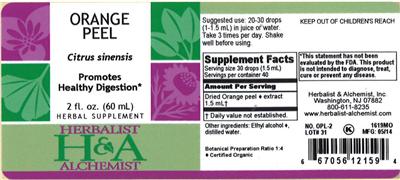 Photo of the Herbalist & Alchemist Orange Peel label
