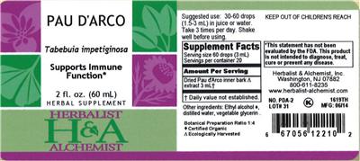 Photo of the Herbalist & Alchemist Pau D'Arco label