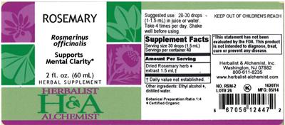 Photo of the Herbalist & Alchemist Rosemary label
