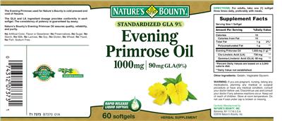Photo of the Nature's Bounty Evening Primrose Oil 1000 mg label