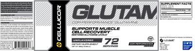 Photo of the Cellucor COR-Performance Glutamine label
