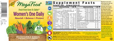 Photo of the MegaFood Women's One Daily California Blend label
