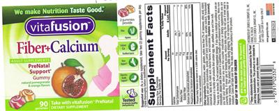 Photo of the vitafusion Fiber+Calcium label