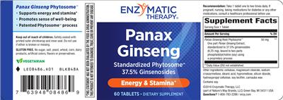 Photo of the Enzymatic Therapy Panax Ginseng label