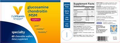 Photo of the The Vitamin Shoppe Glucosamine Chondroitin MSM Raspberry label