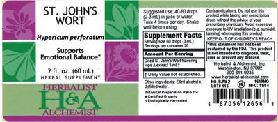 Photo of the Herbalist & Alchemist St. John's Wort label