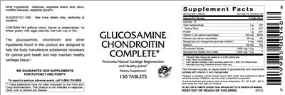 Photo of the VitaCeutical Labs Glucosamine Chondroitin Complete label