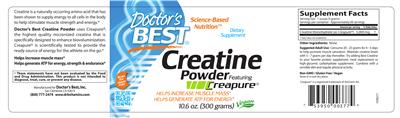 Photo of the Doctor's Best Creatine Powder label