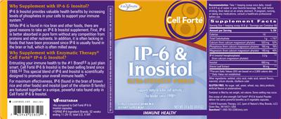 Photo of the Enzymatic Therapy Cell Forté IP-6 & Inositol Citrus Flavored Drink Mix label
