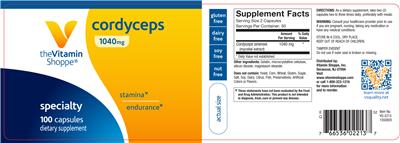 Photo of the The Vitamin Shoppe Cordyceps 1040 mg label