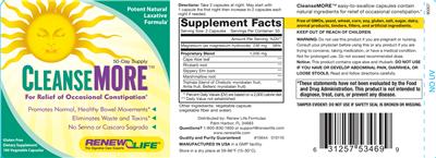 Photo of the Renew Life CleansMORE label