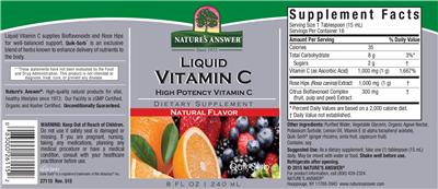 Photo of the Nature's Answer Liquid Vitamin C Natural Flavor label