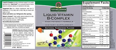 Photo of the Nature's Answer Liquid Vitamin B-Complex Natural Tangerine Flavor label