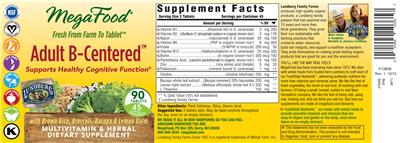 Product label for Adult B-Centered