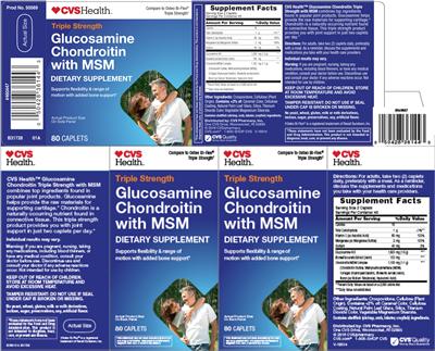 Photo of the CVS Health Triple Strength Glucosamine Chondroitin With MSM label