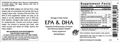 Photo of the VitaCeutical Labs EPA & DHA label