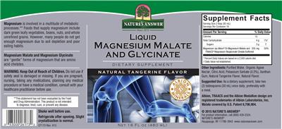 Photo of the Nature's Answer Liquid Magnesium Malate And Glycinate Natural Tangerine Flavor label