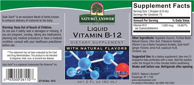 Photo of the Nature's Answer Liquid Vitamin B-12 With Natural Flavors label