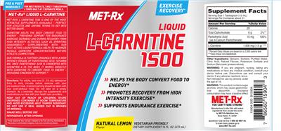 Photo of the MET-Rx Liquid L-Carnitine 1500 mg Natural Lemon Flavor label