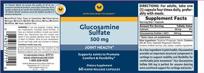 Photo of the Vitamin World Glucosamine Sulfate 500 mg label